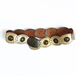 FOSSIL Gold Scalloped Leather Belt